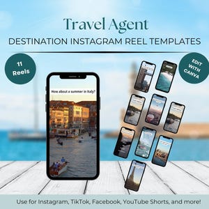 Travel agent instagram reel templates Travel agent tiktok video templates Instagram post templates social media marketing travel blogger