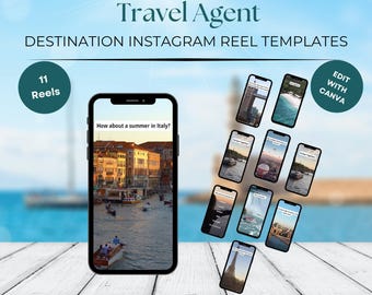 Travel agent instagram reel templates Travel agent tiktok video templates Instagram post templates social media marketing travel blogger
