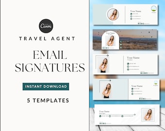 Travel Agent Email Signature Editable Templates: Professional Branding (Digital Download)