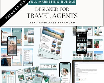 Travel agent Marketing bundle Social media templates Email templates flyer Instagram Facebook Pinterest templates travel proposal template