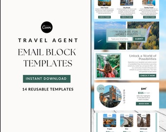 Travel agent email content block templates travel advisor small business travel marketing email marketing travel business prewritten joy