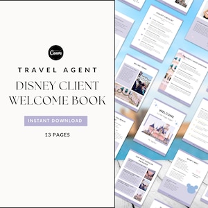 WDW Agente de viagens cliente livro de boas-vindas livro de integração consultor de viagens kit de branding para pequenas empresas download digital ferramentas de marketing editáveis