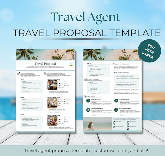 Travel agent proposal template, Travel advisor marketing forms, New client forms, Small business marketing kit, Digital download editable.