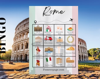Rome City Travel scavenger hunt cards, 3 variations. Rome scavenger hunt travel game. Roadtrip game. family travel games