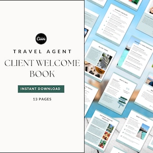 Travel agent client welcome book onboarding book travel advisor small business branding kit digital download editable marketing tools travel