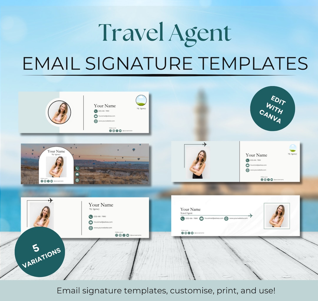 Travel Agent Email Signatures, Travel Advisor Email Marketing, Small Business Branding Kit