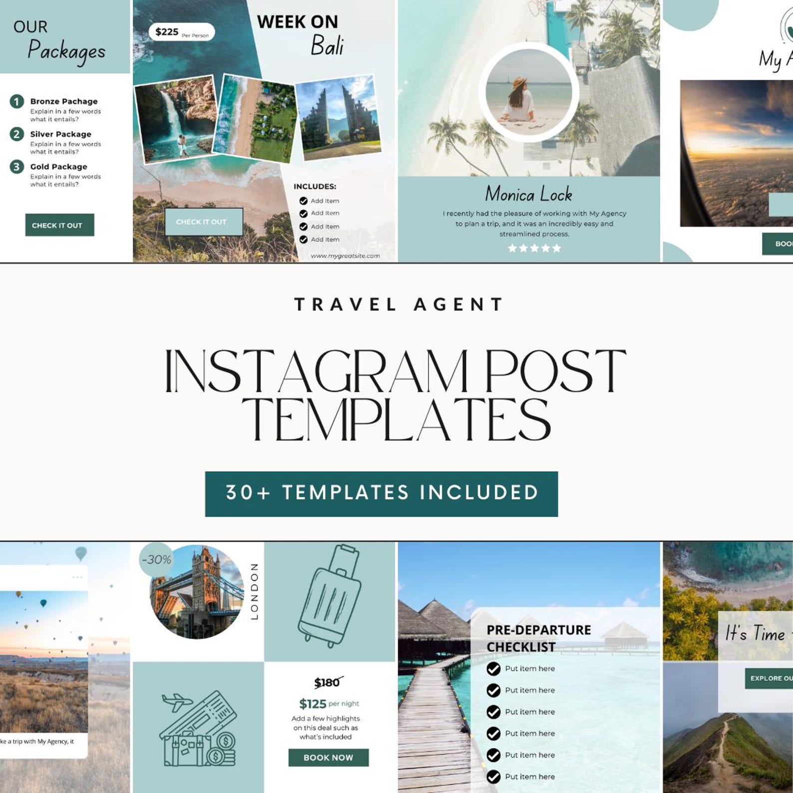 Travel Agent Instagram Post Bundle Social Media Posts Travel Agent ...