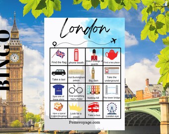 London City Travel scavenger hunt Cards, 3 variations. London travel games. Family travel games. Scavenger hunt bingo cards.