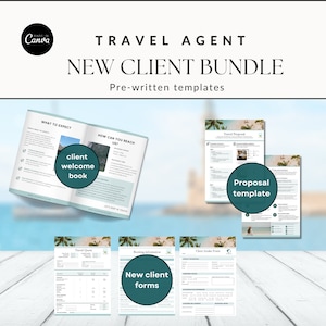 Travel agent proposal template, Travel advisor marketing forms, New client forms, client welcome book intake Small business marketing kit