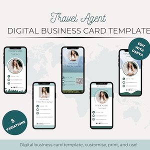 Digitale visitekaartjes van reisagenten. Essentiële reisagenten. Formulieren voor reisbureaus. Reisbureau voor digitaal visitekaartjes. Visitekaartje.