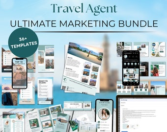Travel agent Marketing bundle Social media templates Email templates flyer Instagram Facebook Pinterest templates travel proposal template