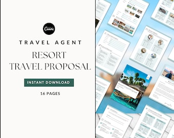 Resort Travel Proposal Template, Editable Travel Agent Marketing Forms 16 pages (Digital Download)