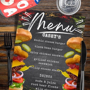 Burger-Menü Digital / Printable bearbeitbarer Download