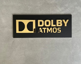 Dolby Atmos | Cinema Room | Home Theatre Signs | Gold Mirror | 3D Signage