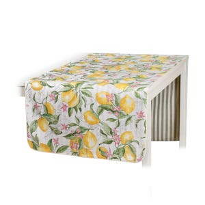 Double-sided Citrus Table Runner – Bright and Fresh Summer Decor with Lemons and Stripes –Perfect for Garden and Casual Dining | Handcrafted