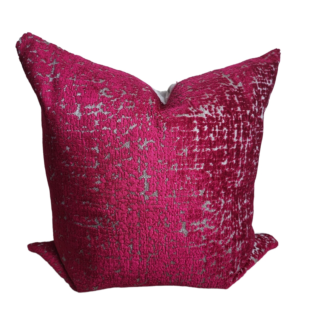 Fushia Berry Jewel Tone Pillow Cover, Luxury Cutvelvet Pillows