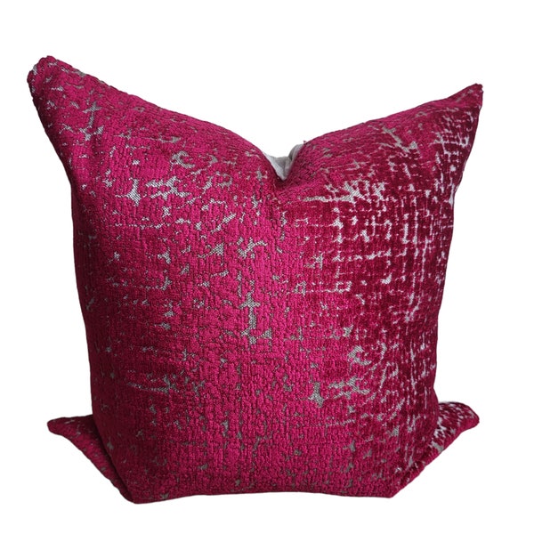 Fushia Berry Jewel tone Pillow Cover, luxury cut-velvet pillows, designer pillow covers