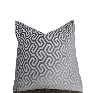 Schumacher Cut Velvet Pillow Cover in silver, luxurious cut brush velvet pillow, custom pillow, handmade pillow, designer pillow covers,