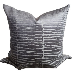 Stroheim Cut Velvet Pillow Cover in silver, luxurious cut brush velvet pillow, custom pillow, handmade pillow, designer pillow covers,