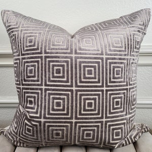 Squared Aweigh luxury cut-velevet pillow cover Silvery chenille throw pillows