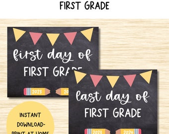 First Grade - Chalkboard Sign, Prop, Announcement, Printable Sign ...
