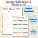 Printable Weekly Menu Planner and Grocery List, Instant Download ...