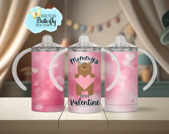 Mommy’s Valentine 12 oz sippy cup png, baby girl sippy cup tumbler wrap, téléchargement numérique