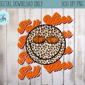 Fall Vibes Smiley PNG, fall digital download, smiley png