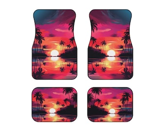 Tropical Sunset Palm Beach Car Mats