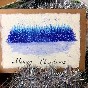 Biglietto di Natale con scritta "Foresta invernale", biglietto di Natale fatto a mano, 5x7 con busta.