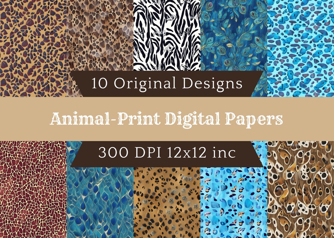 Classic Animal Print Digital Paper, Seamless Animal Skin Patterns ...