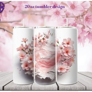 Sakura branch 20 oz Skinny Tumbler Sublimation Design, Straight Tumbler Wrap, Instant Digital Download PNG, JPG, SVG