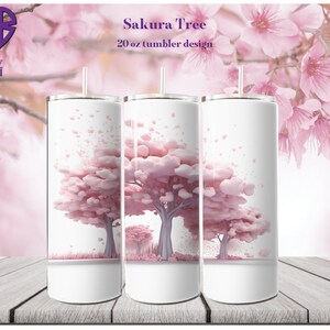 Sakura tree 20 oz Skinny Tumbler Sublimation Design, Straight Tumbler Wrap, Instant Digital Download PNG, JPG, SVG