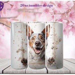 Rustic bg - Australian Cattle Dog  20 oz Skinny Tumbler Sublimation Design, Straight Tumbler Wrap, Instant Digital Download PNG, JPG, SVG