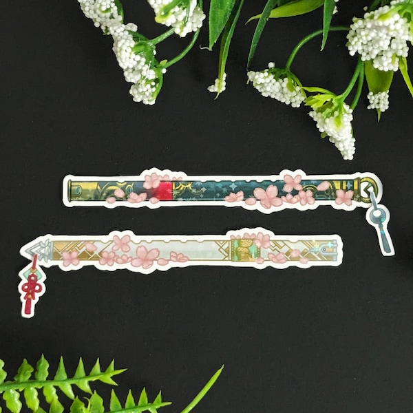 Floral Off-Seer Flutes Water-resistant Vinyl Sticker Pack - Xenoblade Chronicles 3 Noah and Mio Keves/Agnus Flute & Cherry Blossom Stickers