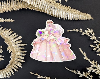 Edelgard Von Hresvelg Holographic Vinyl Sticker - S Support Wedding Dress | Fire Emblem Three Houses Sparkly Bridal Banner Character Decal