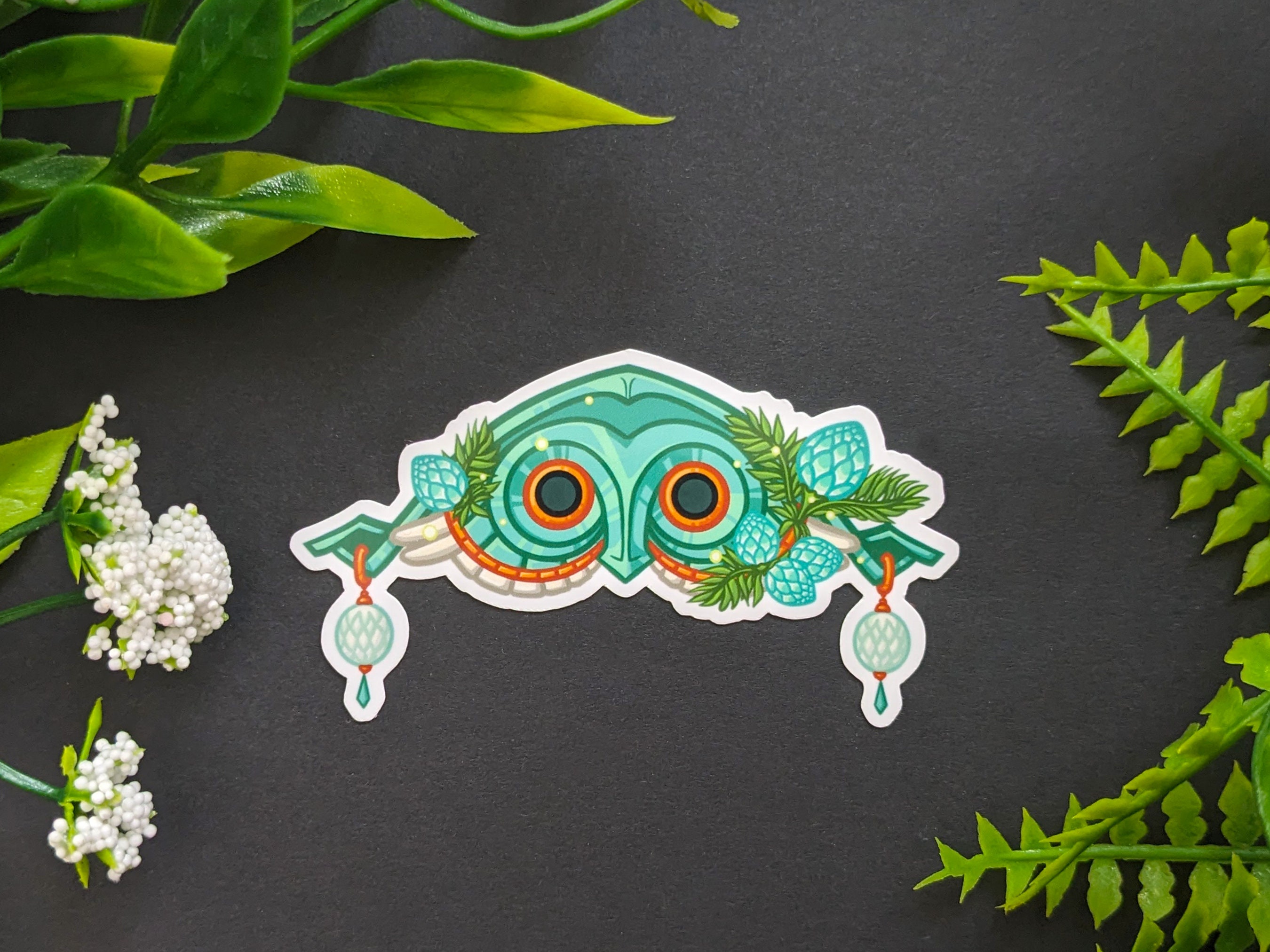 Floral Totk Mineru Zonai Sage Mask Waterproof Vinyl Stickers - the