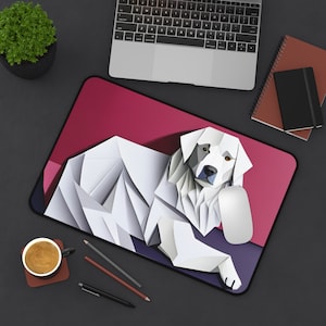 Great Pyrenees Origami Art Desk Mat
