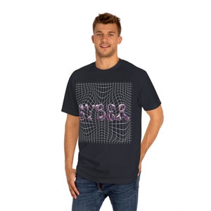 Y2K Aesthetic Cyber Tee - Futuristic Metallic Design