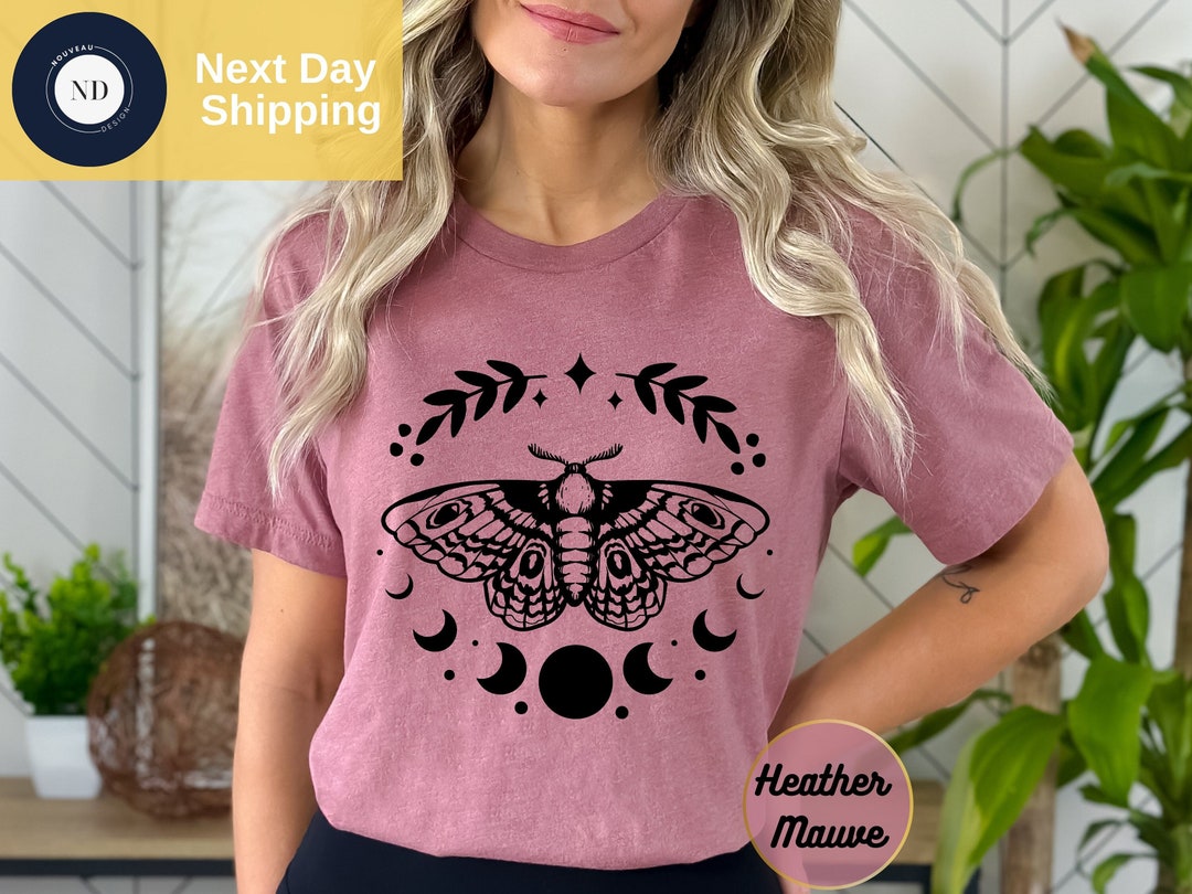 Moon Phase Moth Shirt Celestial Moon Tshirt Boho Moon Moth - Etsy