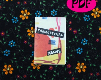 Zine promocyjne menu | osobista historia, cyfrowy perzine, kreatywne pisanie i mini zine artystyczny, pliki PDF i PNG do pobrania
