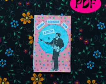 Middle Schooler With A Guitar Printable Zine | kolaż i poezja dojrzewania perzine, cyfrowy mini zine z plikami PDF i PNG do pobrania