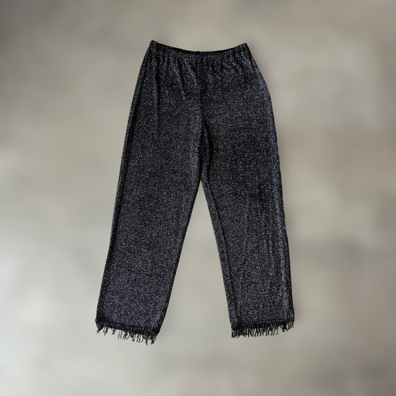 VTG black sparkle pants with elastic waist - image 1