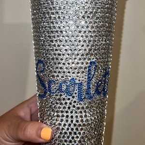 Custom Name Bling Double Wall Cup With Lid & Straw