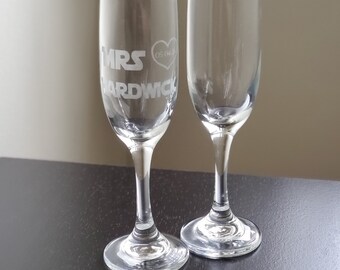 Personalized  Wedding Champagne Glass: Sci-Fi Bridal Gift
