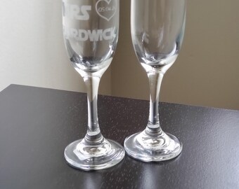 Star Wars Wedding Champagne Flutes: Personalized Sci-Fi Mr. & Mrs. Pair
