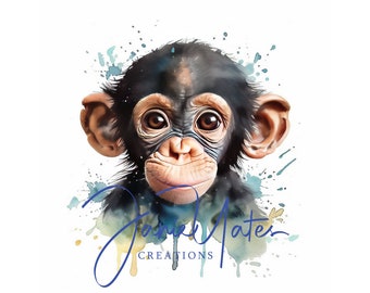 Baby Monkey Jungle Safari neutrale aquarel print digitale afdrukbare Wall Art