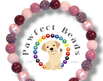 Berry Sweet Beaded Dog/Cat Necklace/O-Ring Collar/Martingale Chain | 20mm Bubble Gum Acrylic Beads