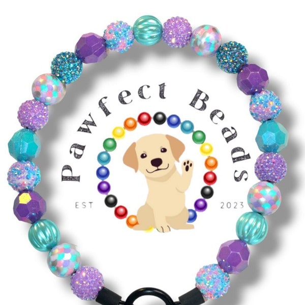 Mermaid Dreams Beaded Dog/Cat Necklace/O-Ring Collar/Martingale Chain | 20mm Bubble Gum Acrylic Beads