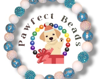 Winter Wonderland Perlen Hund/Katze Halskette/O-Ring Halsband/Martingale Kette | 20 mm Bubble Gum Acrylperlen